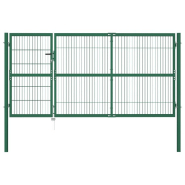 Vidaxl portail de clôture de jardin avec poteaux 350x140 cm acier vert 142571