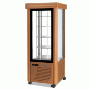 Vitrine réfrigérée positive 400L 4 faces vitrées spécial chocolat verni en bois étagères rondes SCAIOLA