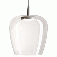 Zafferano Suspension Bilia 230V LED 8W 2700K en verre borosilicate soufflé à la bouche avec finition aluminium transparent diamètre 27 cm - gris 80
