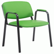 Décoshop26 - Chaise visiteur avec accoudoirs intégrés zone d'attente en PVC vert piètement à 4 pieds en métal noir 10_0008644 - 3000266763159