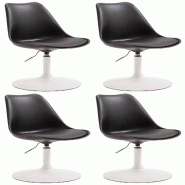 Décoshop26 - Lot de 4 chaises de salle à manger pivotant et hauteur réglable siège en plastique noir cadre en métal aspect chromé 10_0006410 - n