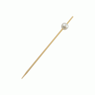 ECOLOMIQUE - 25 Pcs - Pique bambou "Bijou" - 0,9 cm, Long: 9 cm, Perle blanche décorative - ECO8NPBBIJ9 - Bambou ECO8NPBBIJ9 ECOLOMIQUE - 25 Pcs - Pique bambou "Bijou" - 0,9 cm, Long: 9 cm, Perle blanche décorative - ECO8NPBBIJ9 - Bambou ECO8NPBBIJ9