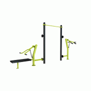 Station Combo 3-2, agrès extérieurs avec Chest Press, Hack Squat et barre de traction - Gamme stations COMBO Station Combo 3-2, agrès extérieurs avec Chest Press, Hack Squat et barre de traction - Gamme stations COMBO
