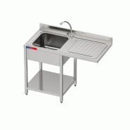 Gasfrit – Évier industriel en acier inoxydable avec étagère et robinet, 1 cuve et 1 égouttoir, 1200 × 600 × 850 + 100 mm - inox h09gf1