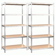 Helloshop26 - Étagères meubles rangement à 5 niveaux lot de 2 argenté acier et bois d'ingénierie Argent 02_0045801 - 3000220843248 Helloshop26 - Étagères meubles rangement à 5 niveaux lot de 2 argenté acier et bois d'ingénierie Argent 02_0045801 - 3000220843248