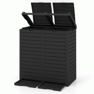 Helloshop26 - Poubelle extérieure 135 L à double seau tri efficace moderne pour cour et terrasse en PP noir 20_0019483 - noir 3000232971731