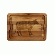 Novastyl - Planche à découper copa 51x36cm en bois d'acacia décor boeuf - 3256391049365