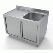 Plonge avec portes coulissantes 1 évier à droite + égoutoir longueu... - P7333.0905