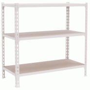 SimonRack Étagère Rangement 1000x1100x400 mm, 3 niveaux, plateaux en bois, charge 200 kg par niveau, Blanc - Maderclick - métal 8425437086205