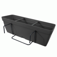 ArtPlast - Jardinière de balcon 11,5 L avec crochet carré 59x16,1x16 cm, anthracite - Collection LOLEGO FLY SQUARE - gris plastique polypropylène Z