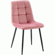 Décoshop26 - Chaise de salle à manger x1 coutures forme carrées en velours rose pieds en métal noir 10_0001970 - noir 3000250772945 Décoshop26 - Chaise de salle à manger x1 coutures forme carrées en velours rose pieds en métal noir 10_0001970 - noir 3000250772945