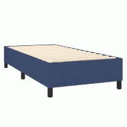 Décoshop26 - Sommier à lattes sur pieds cadre de lit 90x190 cm tissu bleu TDL0207324 - bleu 3001185088002