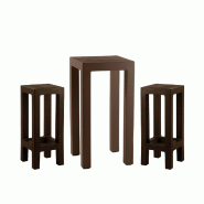 Ensemble JUT table + 2 tabourets - marron