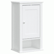 Helloshop26 - Armoire murale salle de bain 40 x 27 x 71,5 cm grand espace de rangement style rustique en bois de pin blanc 02_0047341 - blanc métal 3