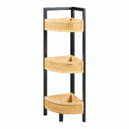 Helloshop26 - Étagère design intemporel salon chambre meuble de rangement d'angle 80 x 32 x 23 cm noir naturel aspect rotin 03_0011171 - noir Bambou