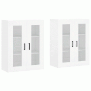 Helloshop26 - Lot de 2 armoires murales design élégant rangement pratique 69,5 x 34 x 90 cm en bois d'ingénierie blanc 02_0055434 - blanc verre 300