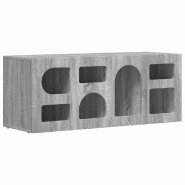 Helloshop26 - Meuble TV rectangulaire moderne avec rangement pratique 100 x 35 x 40 cm en bois d'ingénierie gris sonoma 02_0054761 - gris Bois massif