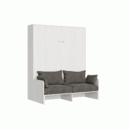 Itamoby Lit double Sofà Kentaro escamotable vertical frêne blanc (ALESSIA 20) - blanc VEMATRVERSOF-BF-20