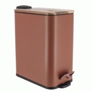 TENDANCE Poubelle à pédale 5L en métal Ambre avec couvercle frein de chute en Bois - orange 3664323180282 TENDANCE Poubelle à pédale 5L en métal Ambre avec couvercle frein de chute en Bois - orange 3664323180282