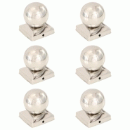 Vidaxl bouchons de poteau 6 pcs globe final acier inoxydable 91x91 mm 145495 Vidaxl bouchons de poteau 6 pcs globe final acier inoxydable 91x91 mm 145495