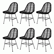 VidaXL Chaises à manger lot de 6 noir rotin naturel Modèle Orion Focus Pro - 275499