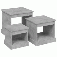 VidaXL Tables basses 3 pcs gris béton bois d'ingénierie Modèle Sirius Essence - 816492