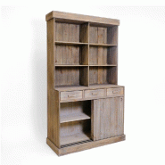 Buffet haut Héritage en Pin Massif - L119xP50xH200cm avec étagères et tiroirs pratiques