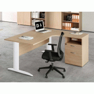 Bureau d'angle compact Michigan avec caisson en bois - Plan mélaminé 160x80 cm - Garantie 3 ans Bureau d'angle compact Michigan avec caisson en bois - Plan mélaminé 160x80 cm - Garantie 3 ans