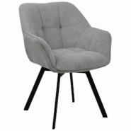 Décoshop26 - Chaise de salle à manger assise pivotante confortable en velours côtelé gris et métal noir 10_0002037 - gris 3000250801683 Décoshop26 - Chaise de salle à manger assise pivotante confortable en velours côtelé gris et métal noir 10_0002037 - gris 3000250801683