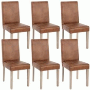 Décoshop26 - Lot de 6 chaises de salle à manger cuisine imitation daim marron vieilli style vintage pieds en bois clair 04_0000895 - marron 30000795 Décoshop26 - Lot de 6 chaises de salle à manger cuisine imitation daim marron vieilli style vintage pieds en bois clair 04_0000895 - marron 30000795