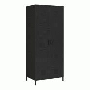 Helloshop26 - Armoire étagère 180 x 76 x 50 cm meuble de rangement métallique acier noir mat 03_0008916 - noir métal 3000224416066