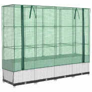 Helloshop26 - Jardinière bac lit surélevé plantes fleurs terrasse jardin surélevée avec housse aspect rotin 160 x 40 x 138 cm blanc 02_0038752 - Helloshop26 - Jardinière bac lit surélevé plantes fleurs terrasse jardin surélevée avec housse aspect rotin 160 x 40 x 138 cm blanc 02_0038752 -