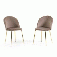 RATTATAN Lot de 2 chaises en velours avec pieds en métal, design élégant pour cuisine, salle à manger, bar ou restaurant – Sara – Taupe/Or - b RATTATAN Lot de 2 chaises en velours avec pieds en métal, design élégant pour cuisine, salle à manger, bar ou restaurant – Sara – Taupe/Or - b
