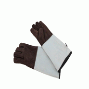Schneider - Gants de cuisson en cuir 5 doigts, 450 mm, marron, avec manchette grise - marron cuir 310023