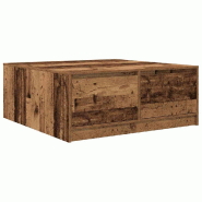 Table basse avec tiroirs vieux bois 100x100x40 cm Modèle Harmonie Élite - 8721158712561
