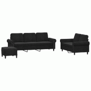 VidaXL Ensemble de canapés 3 pcs avec coussins Noir Velours Modèle Xermelion - 3202265