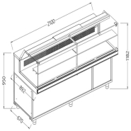 Vitrines réfrigérées statiques pour les snacks avec réserve vitres basses avec groupe - 2100x892x1182 mm - SB21X/R2 - SB21X/R2 Vitrines réfrigérées statiques pour les snacks avec réserve vitres basses avec groupe - 2100x892x1182 mm - SB21X/R2 - SB21X/R2