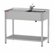 Gasfrit- Évier sous plan avec 1 cuve et 1 égouttoir et robinet inclus deux eaux inox industriel 800 x 500 x 850 mm - inox gf3203sigr2