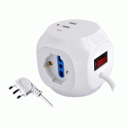 Alcapower Multiprise Cube 3 Prises Schuko 2 Usb-A 1 Usb-C Pd 3500W Câble 1,5M Interrupteur Lumineux Format Compact Noir Multiprise Design Efficace -
