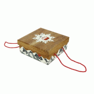Boite carton carrée pliable "Chalet" montagnes enneigées 25x25x10cm - par 20