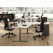 Bureau d'angle  Idea Tube avec caisson - Quadrifoglio. - Blanc 9010, Blanc, 160 x 160 cm