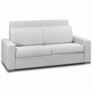 CANAPÉ LIT LEVALLOIS EXPRESS LATTES 120CM MATELAS 16CM TÊTE DE LIT INTÉGRÉE CUIR VACHETTE BLANC CASSÉ