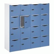Casier de bureau Lockers 16 cases - Corps blanc, portes bleu argile - H 170,9 cm Casier de bureau Lockers 16 cases - Corps blanc, portes bleu argile - H 170,9 cm