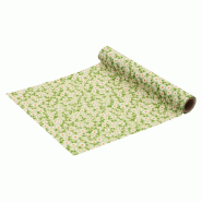 Chemin de table tissu Marguerite vert 28cm x 3m