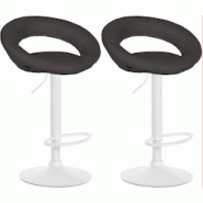 CLP Lot de 2 tabourets de bar Olinda tissu Gris foncé/Blanc - gris textile 320246 CLP Lot de 2 tabourets de bar Olinda tissu Gris foncé/Blanc - gris textile 320246