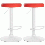 CLP Lot de 2 tabourets de bar Ponte en similicuir Rouge/Métal blanc mat - rouge polyester 323501 CLP Lot de 2 tabourets de bar Ponte en similicuir Rouge/Métal blanc mat - rouge polyester 323501