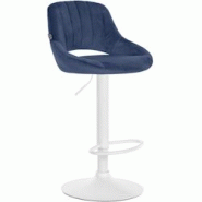 CLP Tabouret de bar Milet velours Bleu/Blanc - bleu textile 322442 CLP Tabouret de bar Milet velours Bleu/Blanc - bleu textile 322442