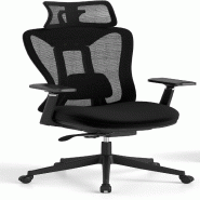 COSTWAY Chaise ergonomique avec soutien lombaire réglable, appui-tête et accoudoirs 3D, dossier réglable - noir métal ON32148PW