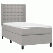 Décoshop26 - Cadre de lit LED avec sommier tête de lit matelas surmatelas 100x200 cm tissu gris clair TDL0207947 - gris 3001248288004_0