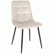 Décoshop26 - Chaise de salle à manger x1 coutures décoratives carrées en tissu velours crème et métal noir 10_0002133 - noir 3000250855730 Décoshop26 - Chaise de salle à manger x1 coutures décoratives carrées en tissu velours crème et métal noir 10_0002133 - noir 3000250855730
